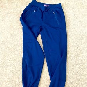 Blue scrub joggers.
